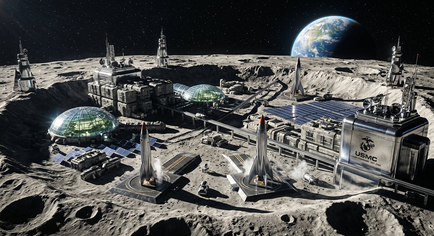 Base militaire lunaire 2419 — Vue orbitale