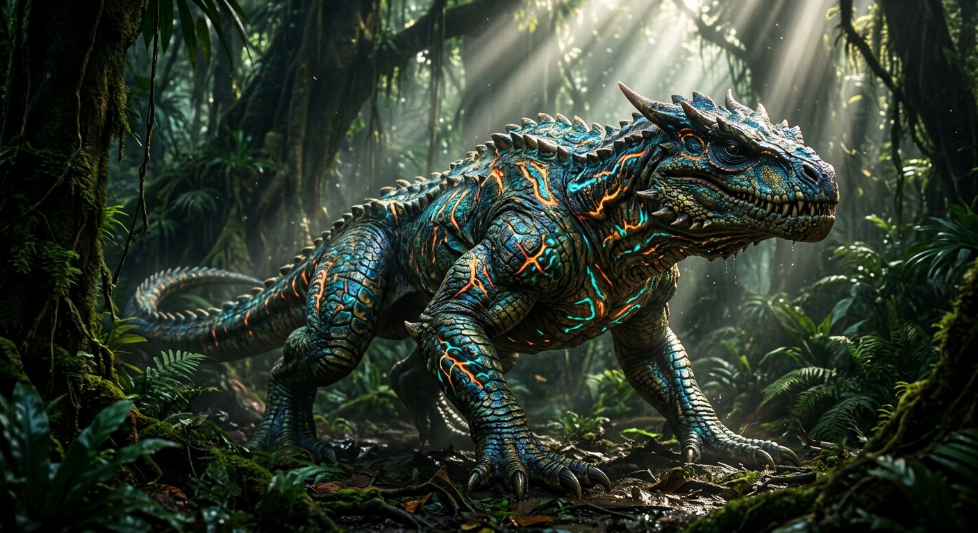 Reptile géant de Vénus — Créature tropicale photoréaliste